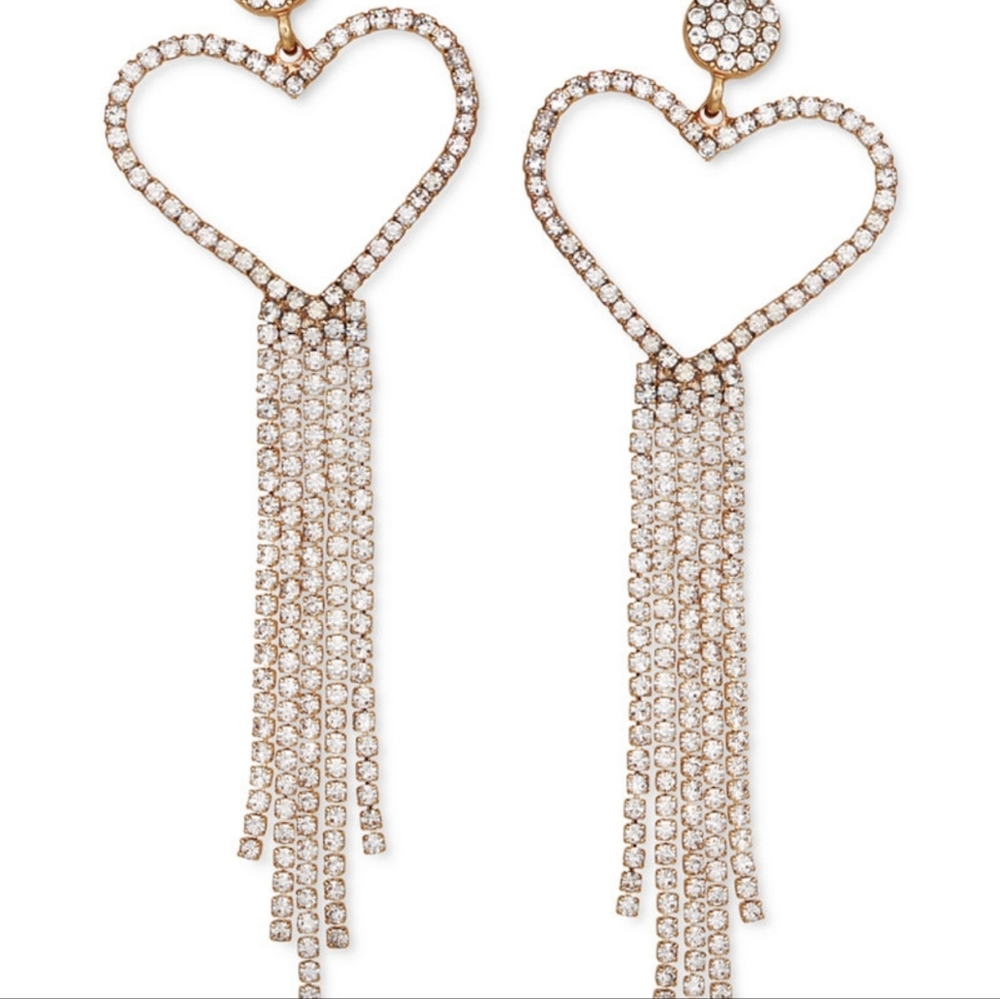 💝NWT White Rhinestone heart earring